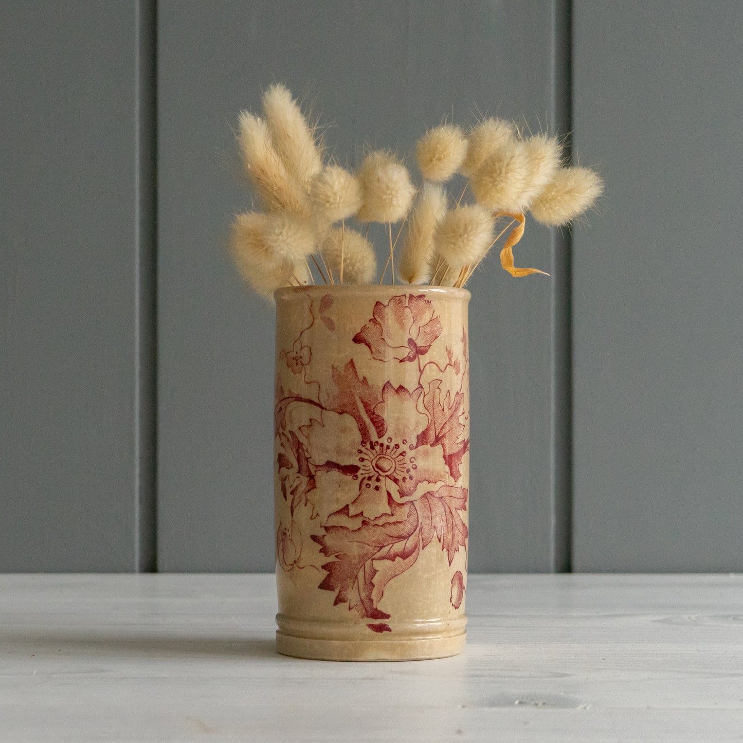 Pretty Pink Floral Transferware Pot