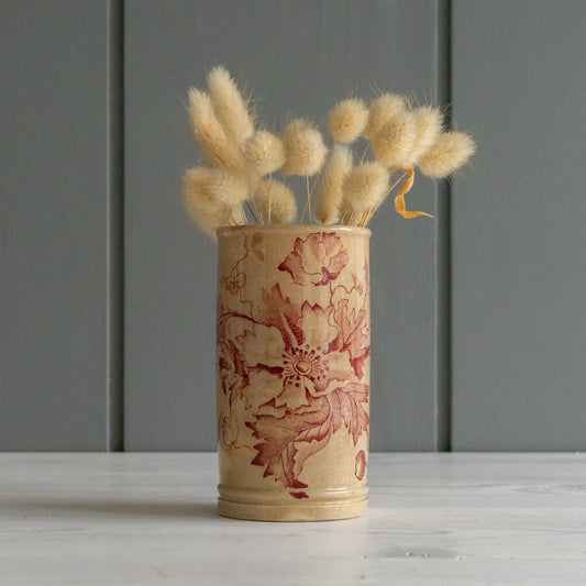 Pretty Pink Floral Transferware Pot