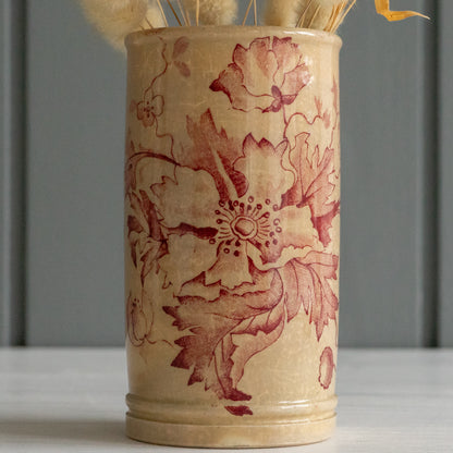 Pretty Pink Floral Transferware Pot