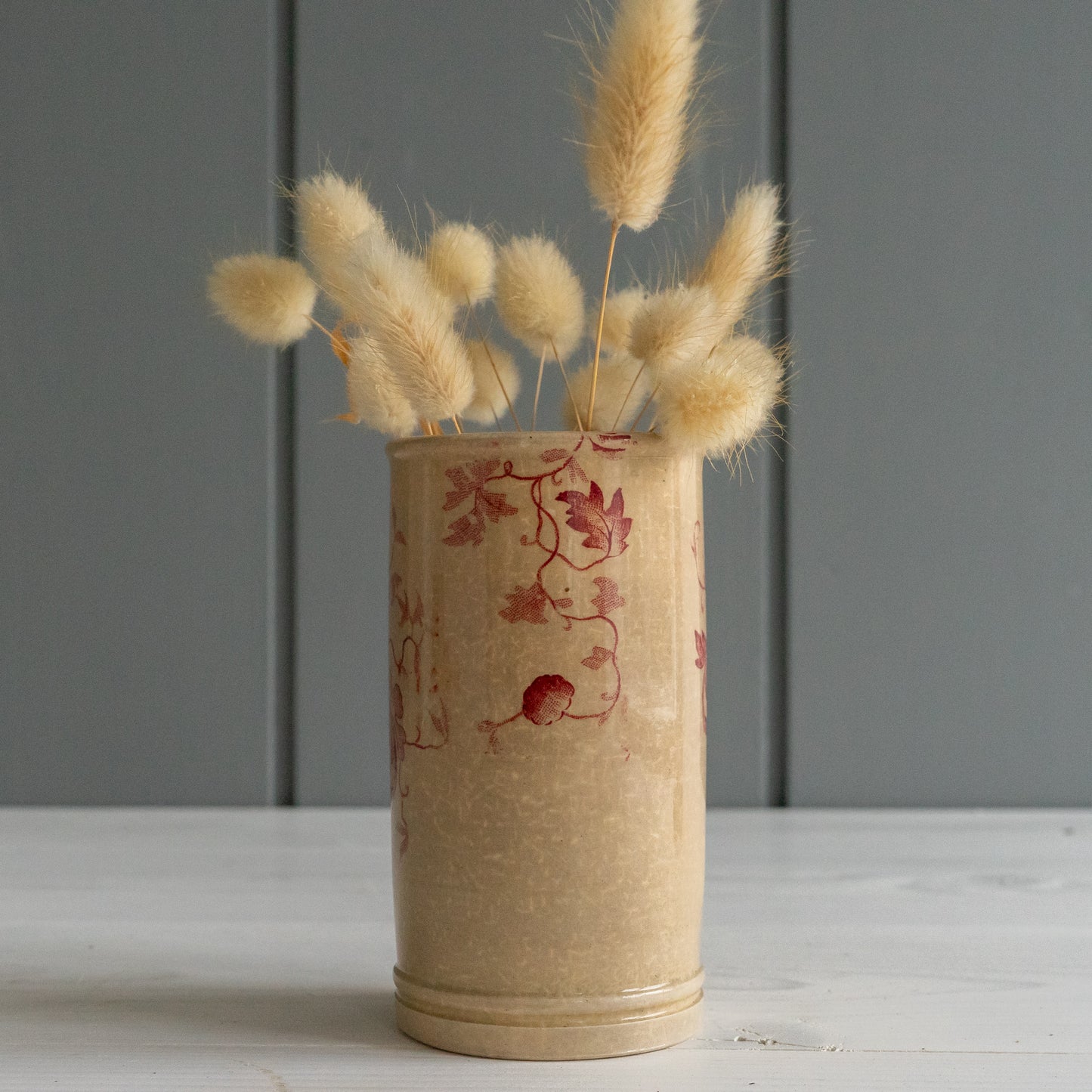 Pretty Pink Floral Transferware Pot