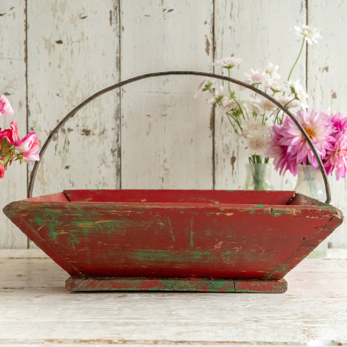 Pretty Red Painted French Trug