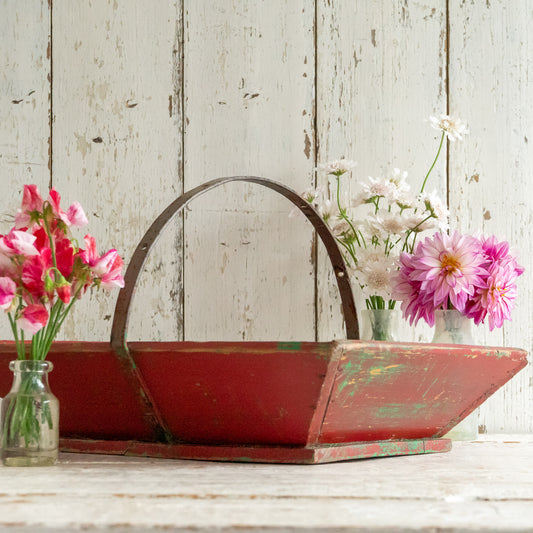 Pretty Red Painted French Trug
