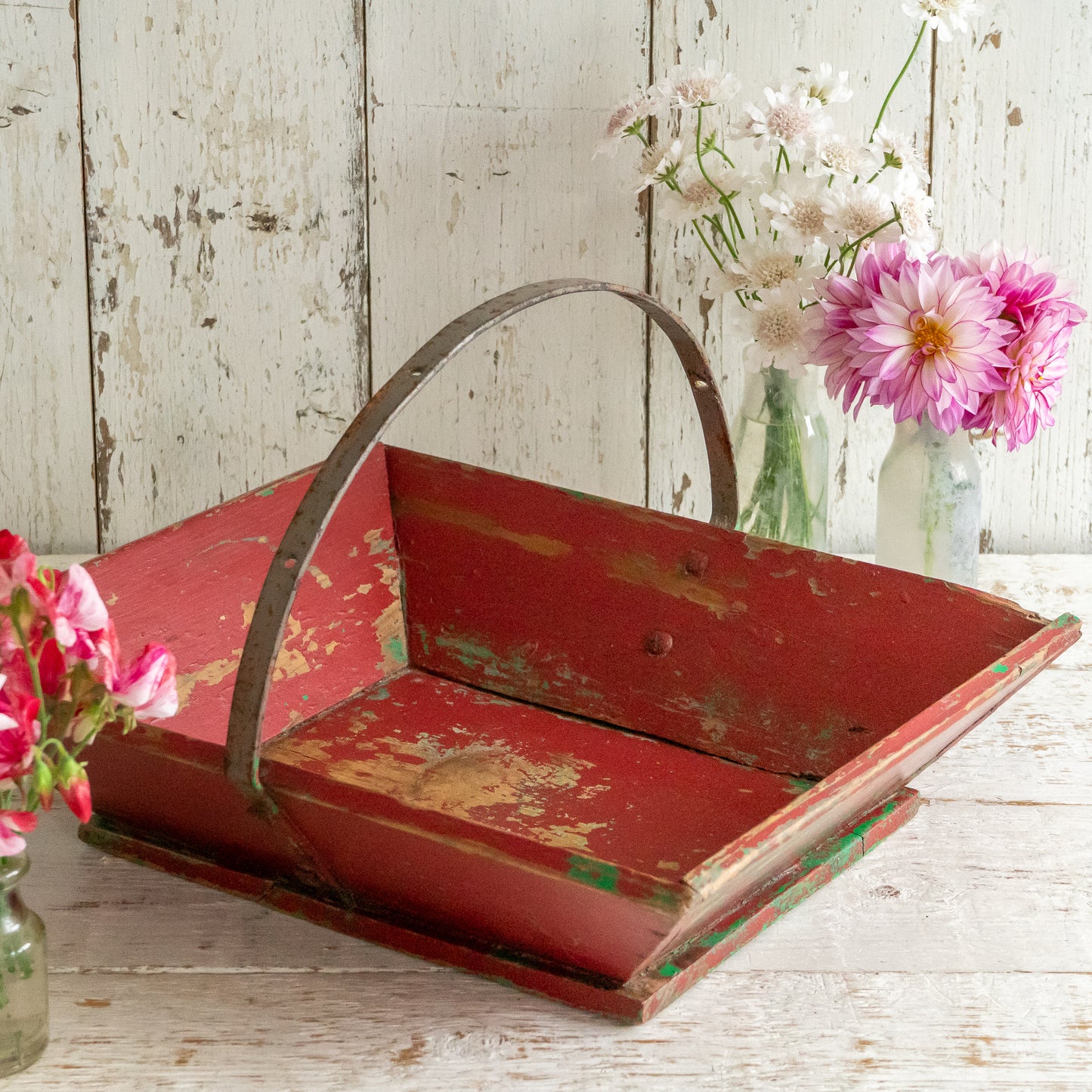 Pretty Red Painted French Trug