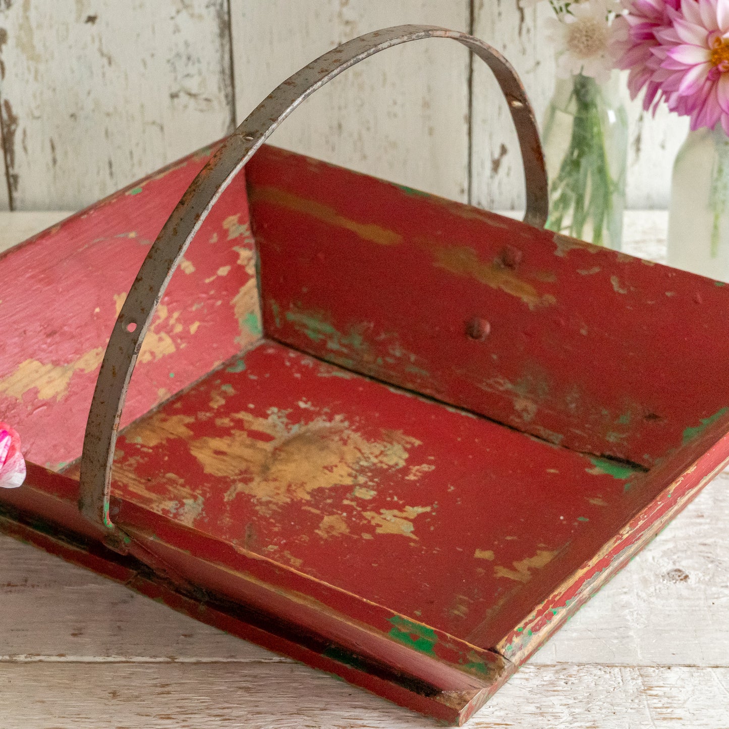 Pretty Red Painted French Trug