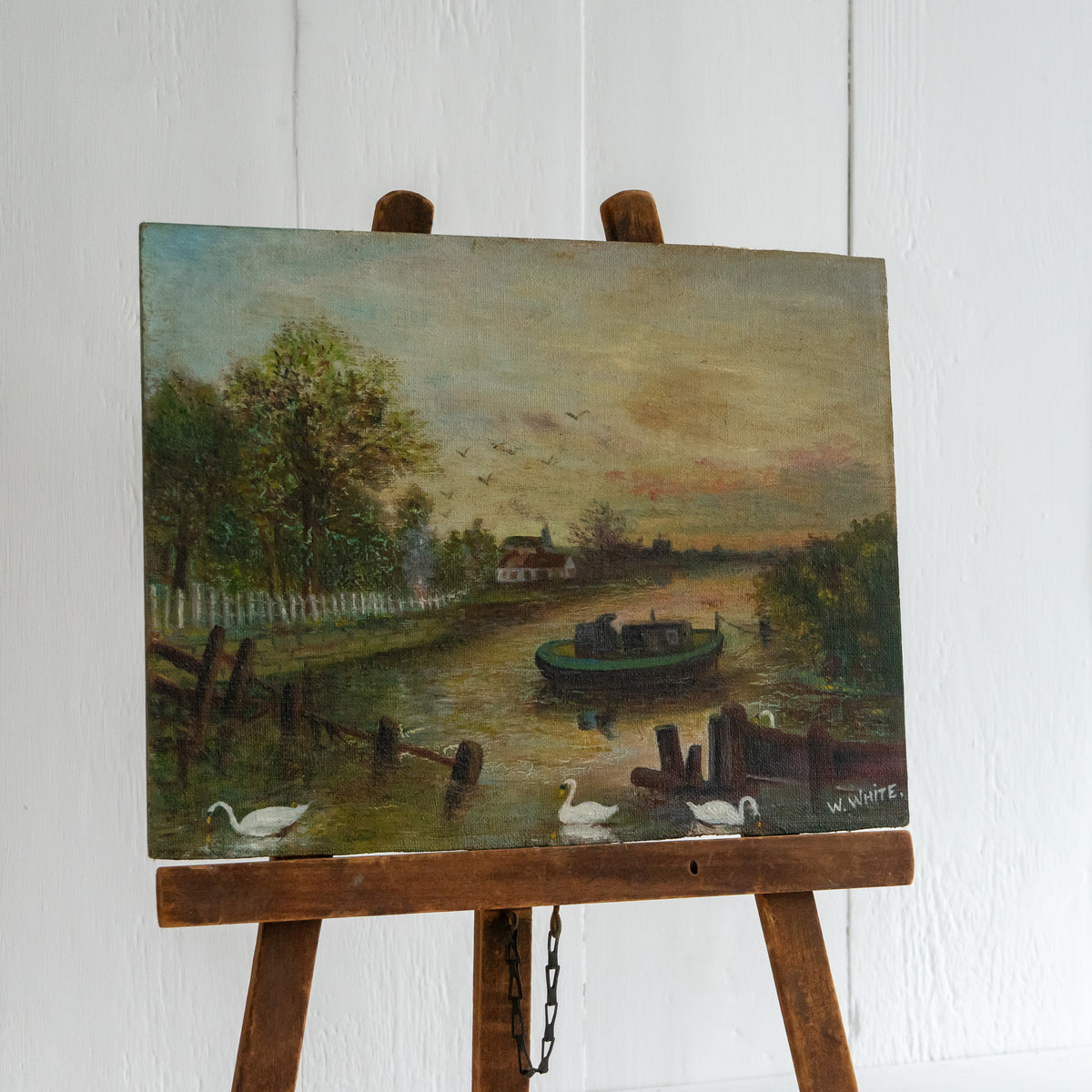 River scene Oil on Board Painting