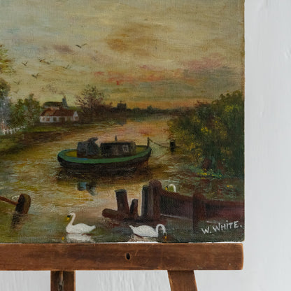 River scene Oil on Board Painting