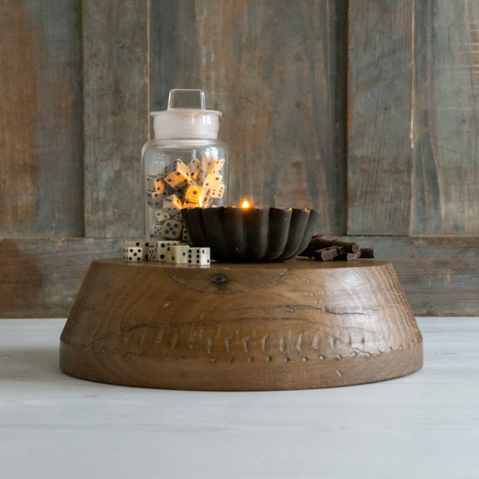 Round Rustic Wooden Block Stand