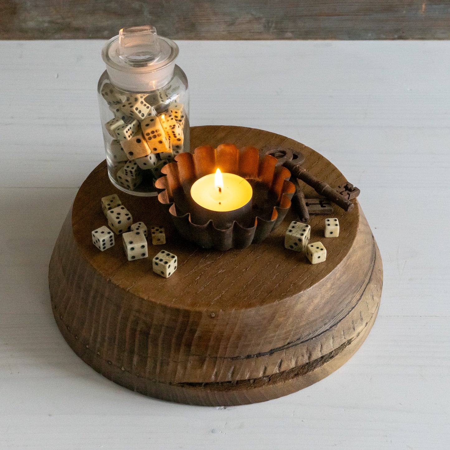 Round Rustic Wooden Block Stand
