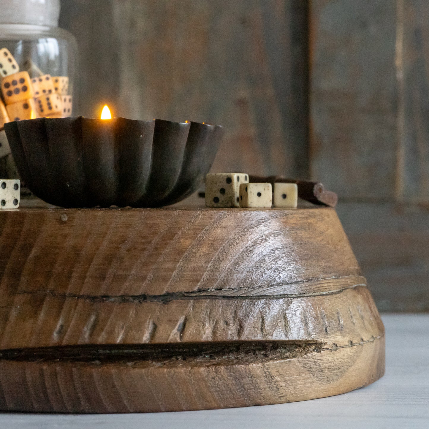 Round Rustic Wooden Block Stand