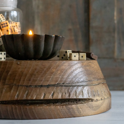 Round Rustic Wooden Block Stand