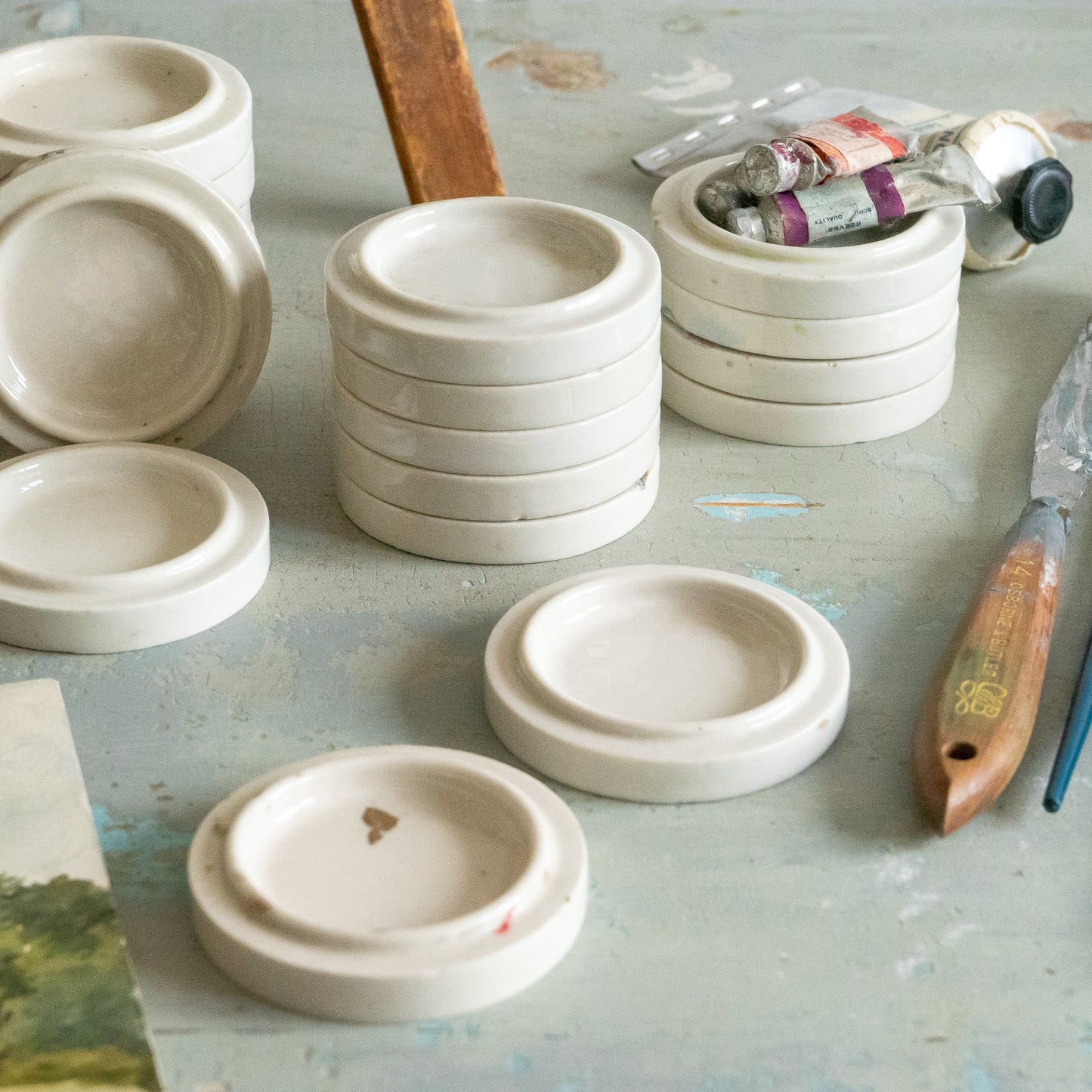 Round Vintage Ironstone Artist Paint Palette