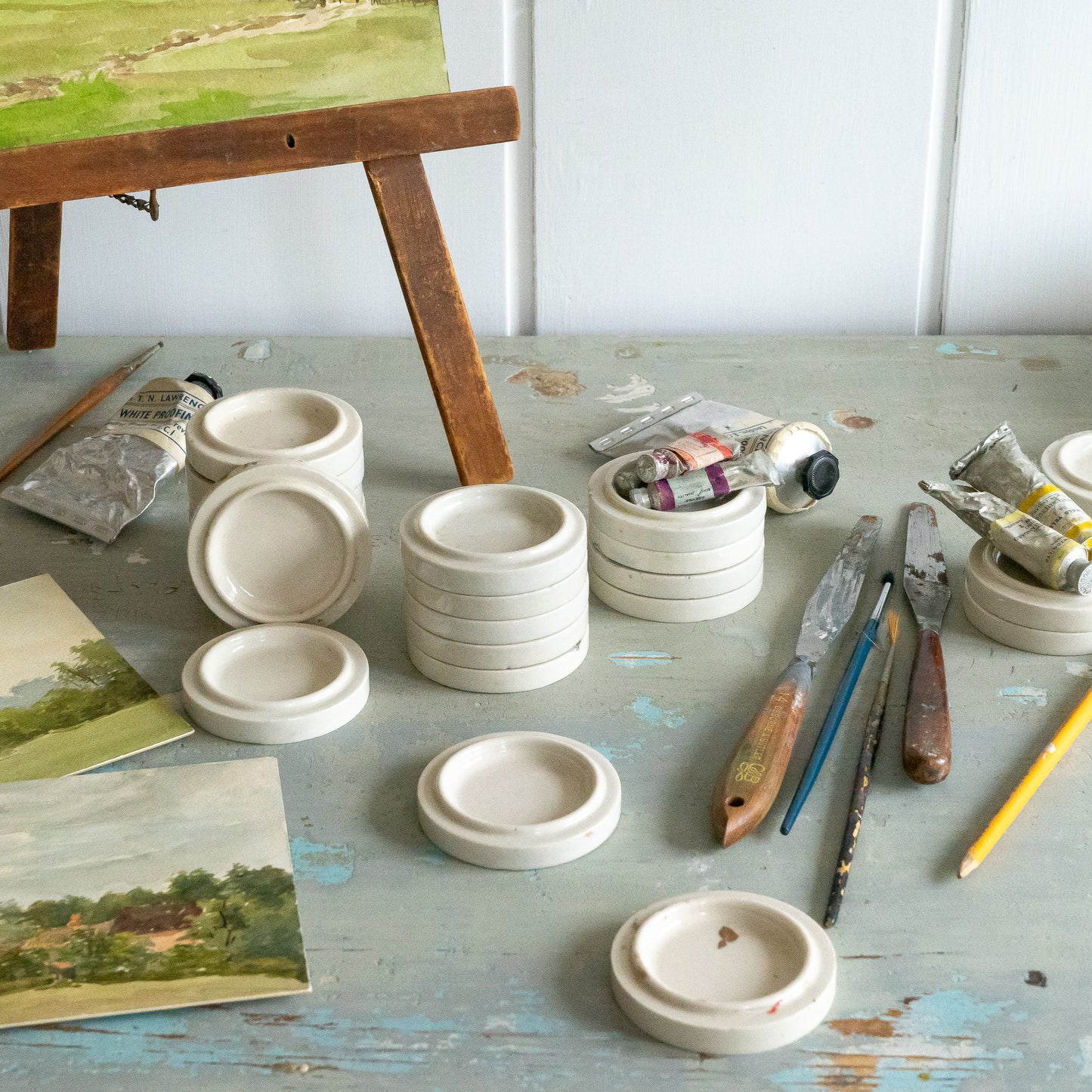 Round Vintage Ironstone Artist Paint Palette