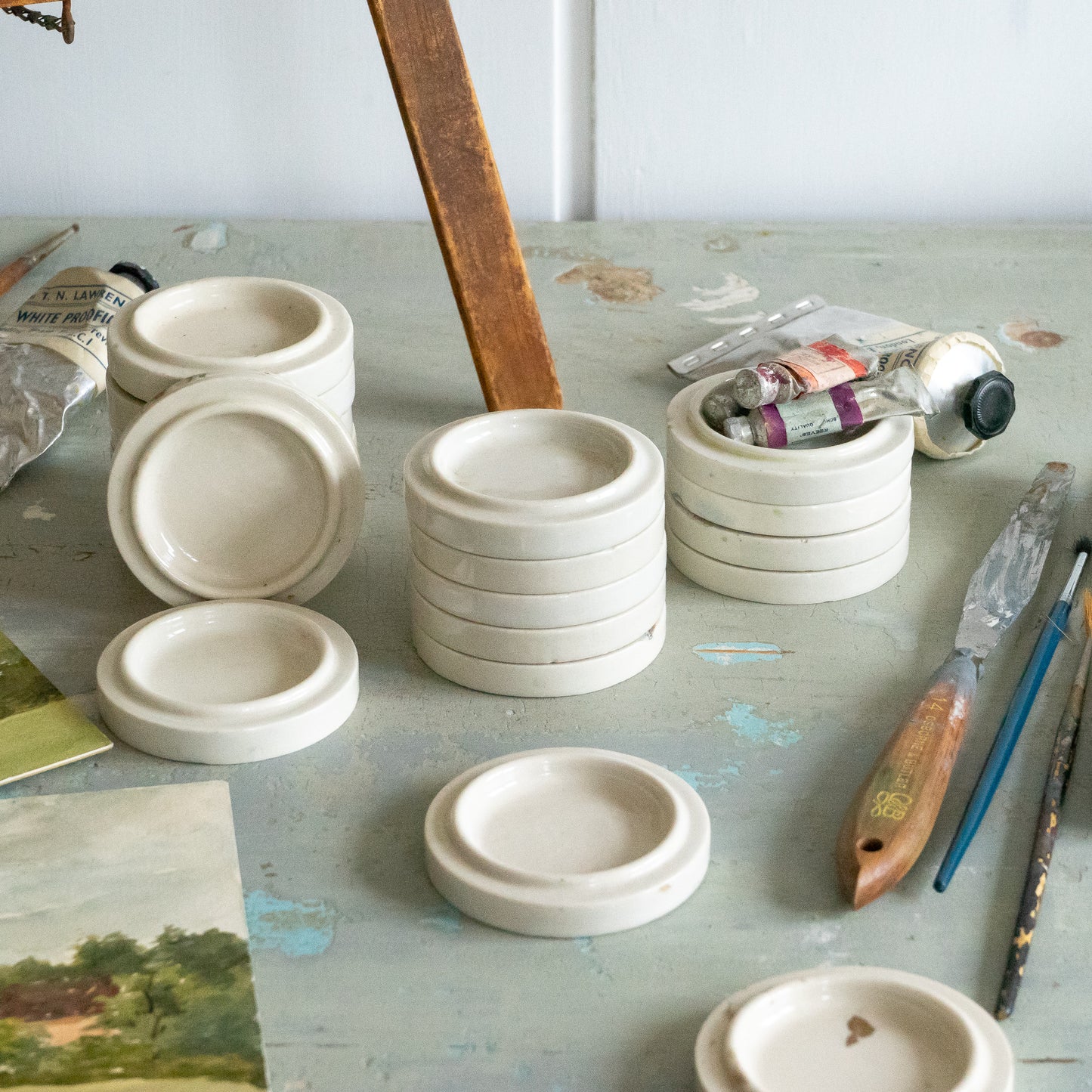 Round Vintage Ironstone Artist Paint Palette