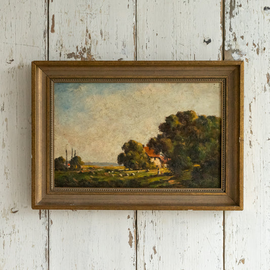 Rural Scene Oil on Board Painting