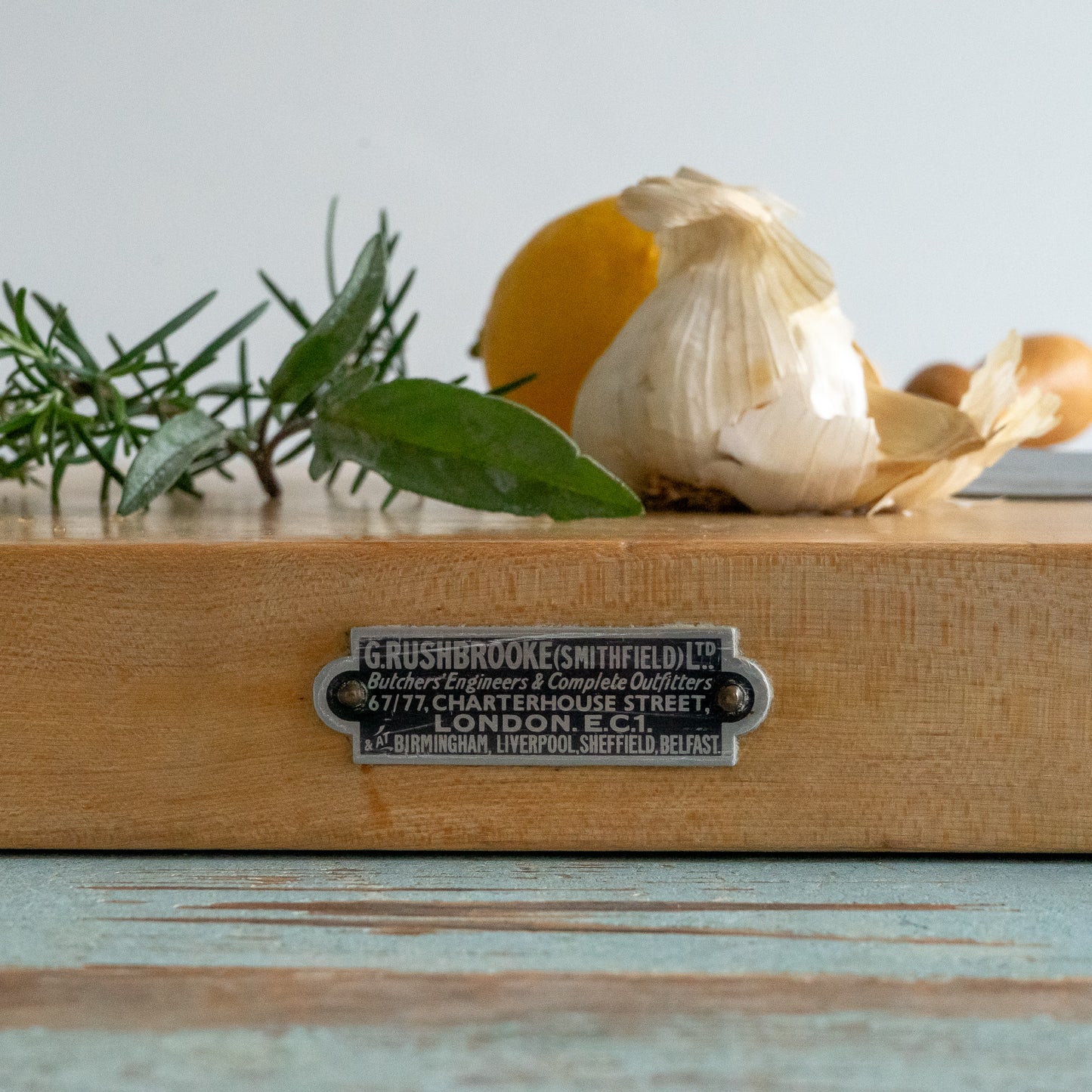 Rushbrooke Butchers Counter Top Chopping Board with Plaque