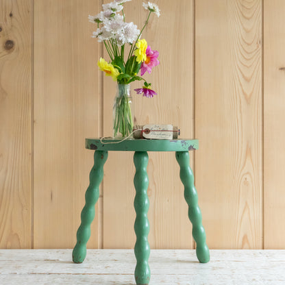 Rustic Bobbin Leg Demi Lune Stool