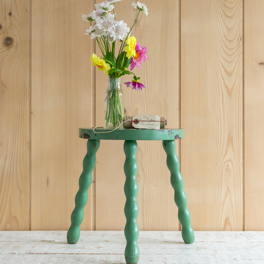 Rustic Bobbin Leg Demi Lune Stool