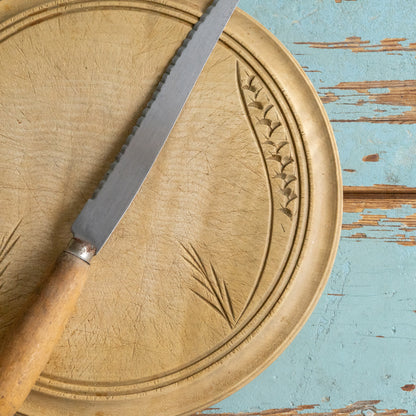 Rustic Bread Board Carved with Wheat