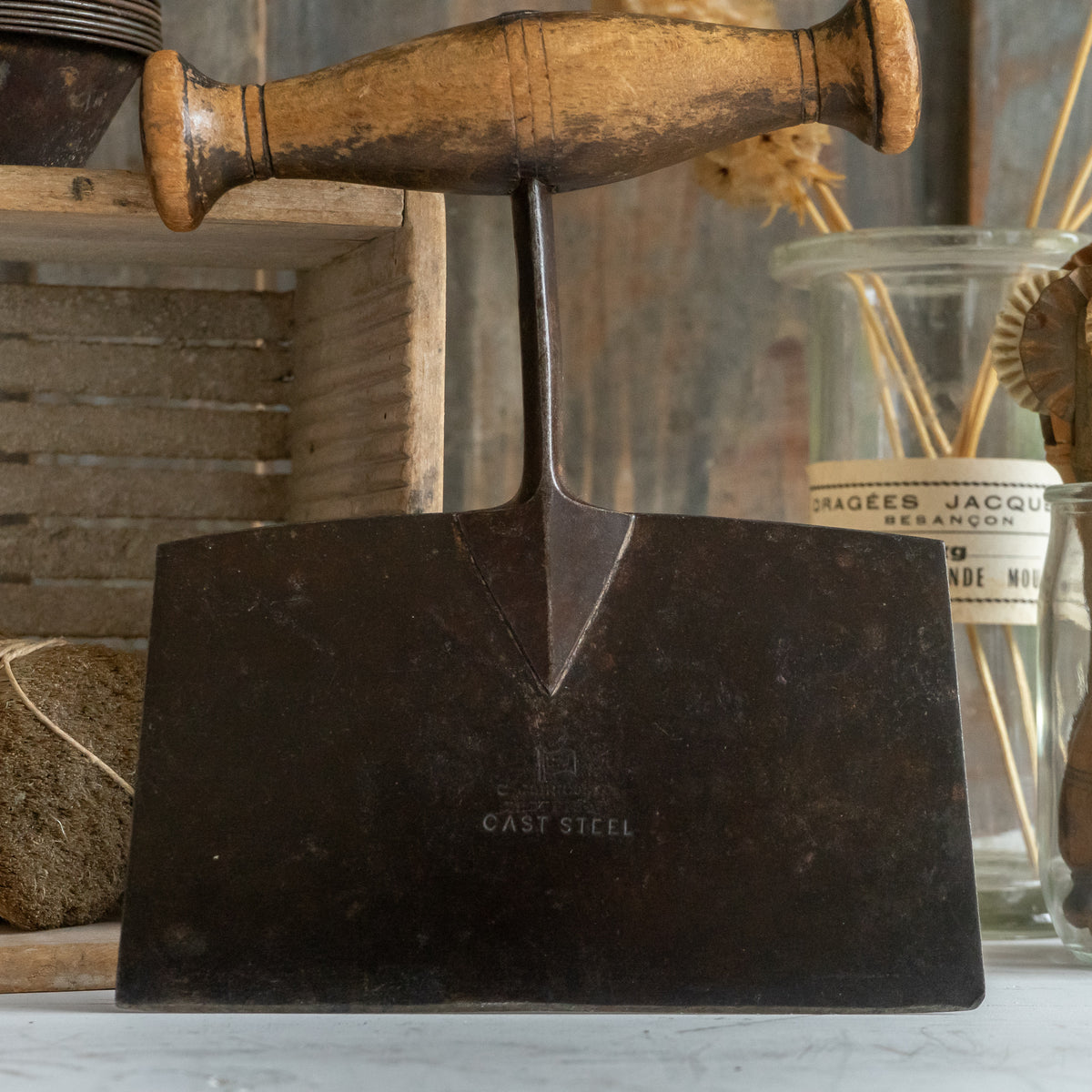 Rustic Cast Steel and Wood Herb Chopper