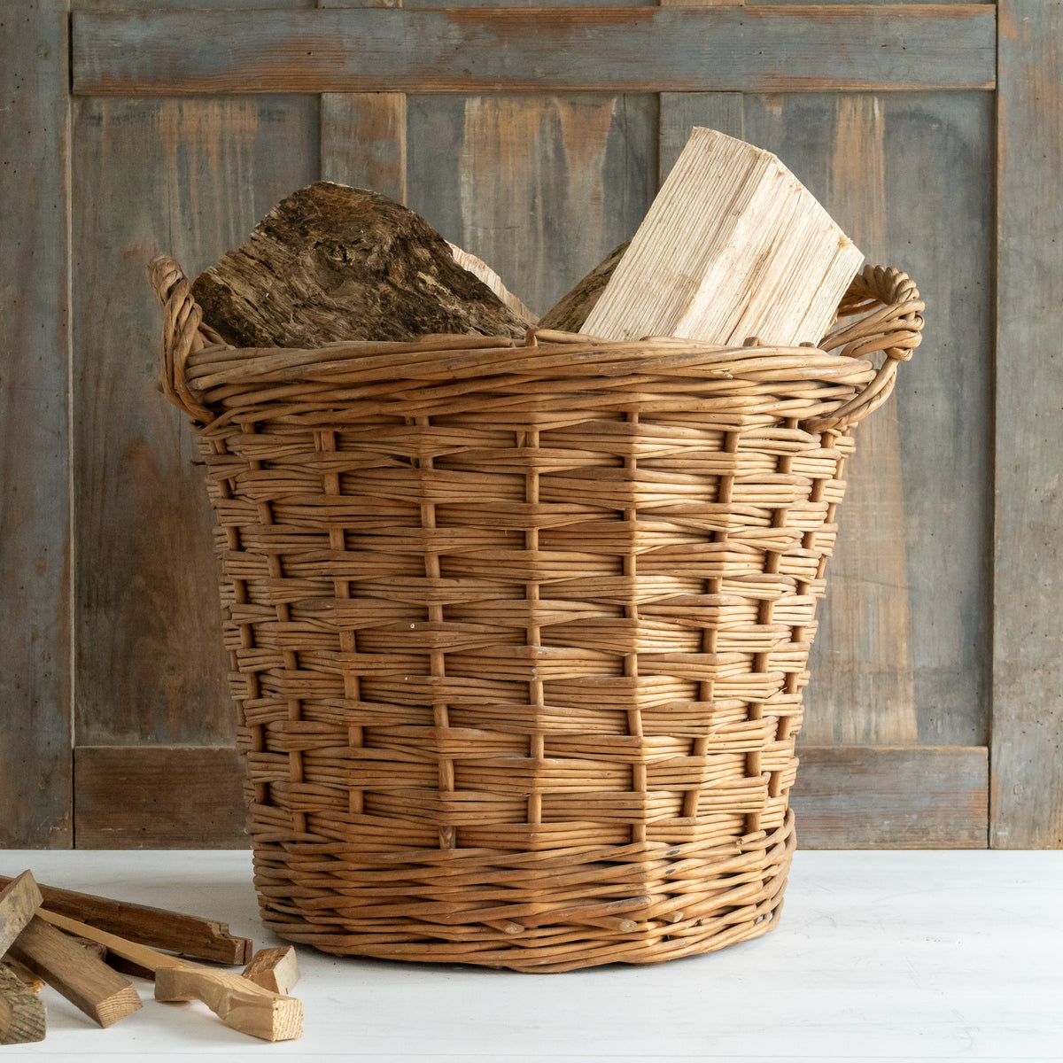 Rustic Double Handled Wicker Basket