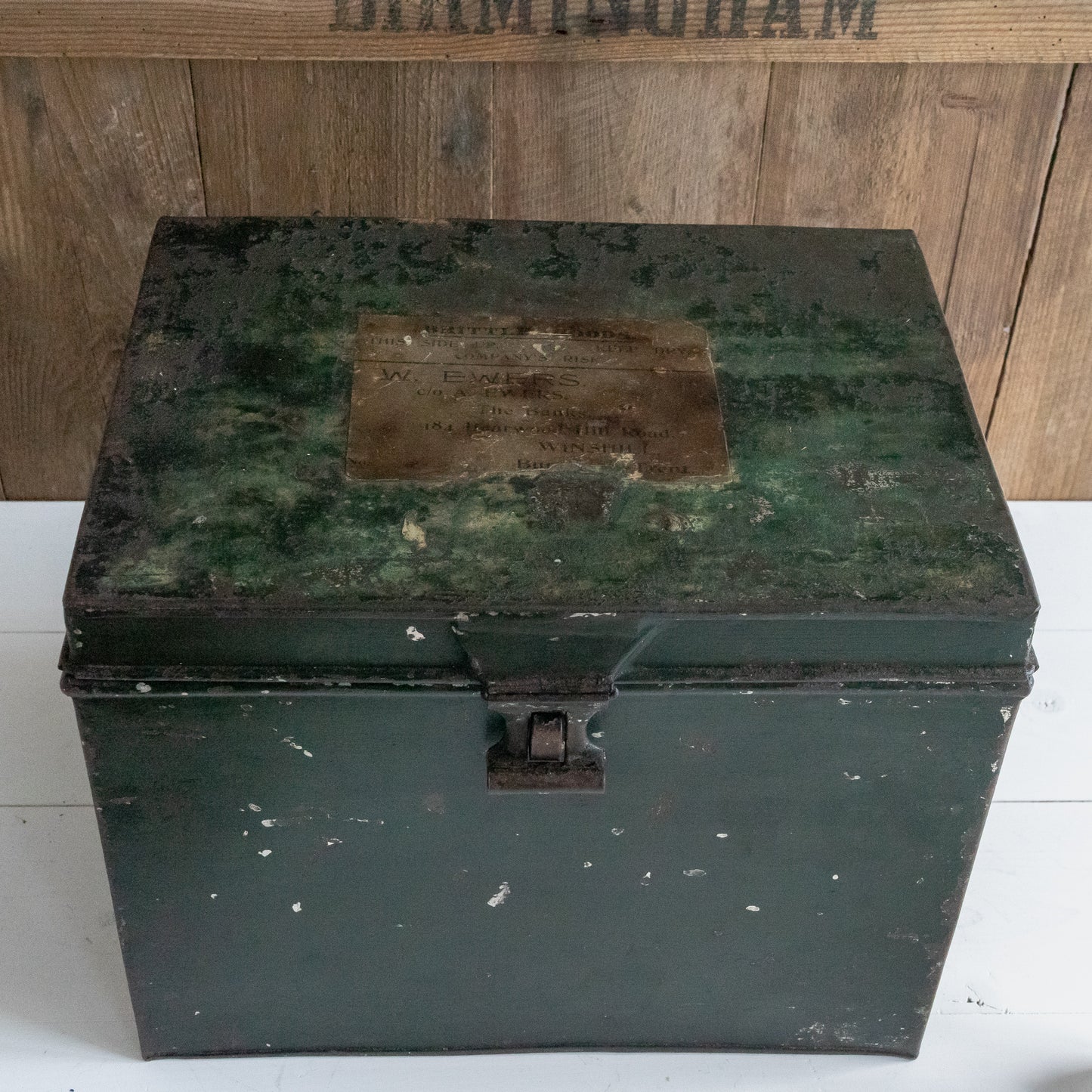 Rustic Green Painted Deed Box