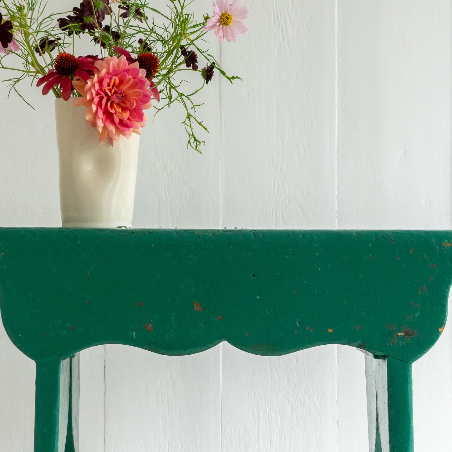 Rustic Green Painted Stool
