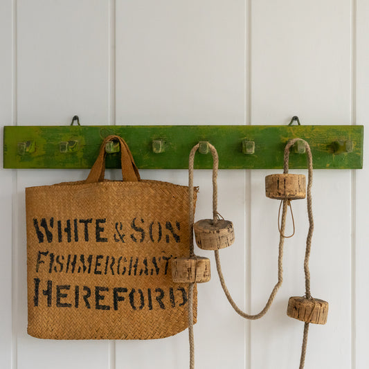 Rustic Green Painted Wooden Coat Hooks #2