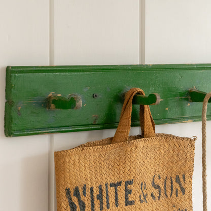Rustic Green Painted wooden Coat Hooks