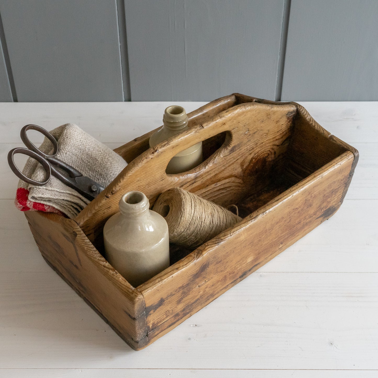 Rustic Mellow Pine Cutlery Tray Caddy