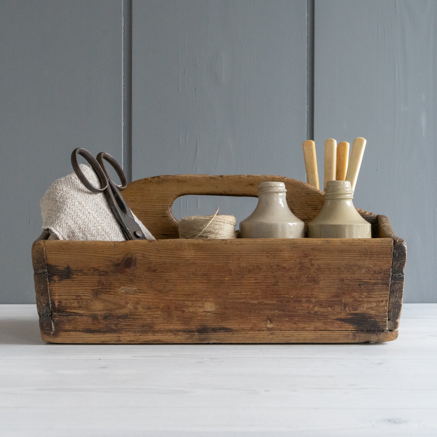Rustic Mellow Pine Cutlery Tray Caddy