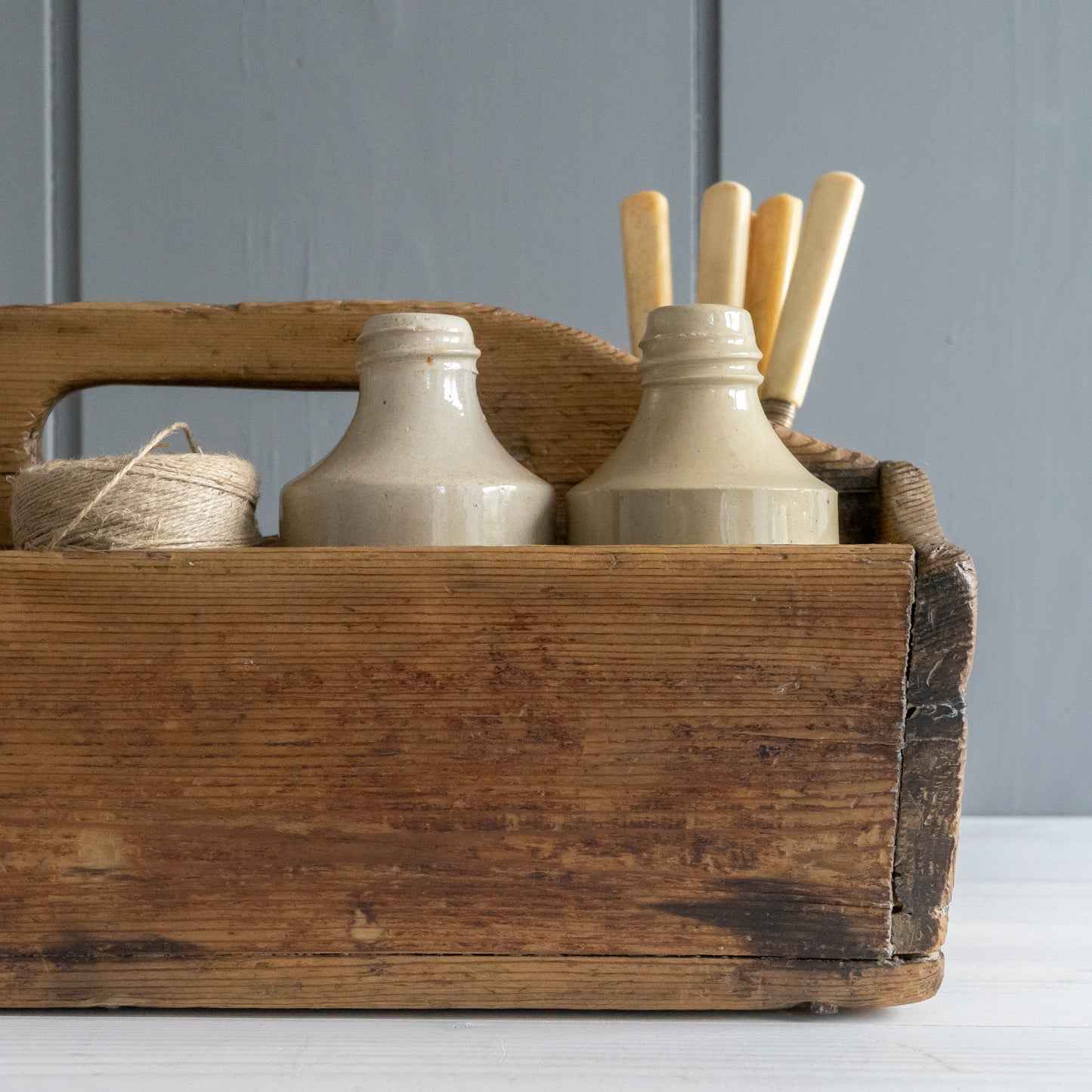 Rustic Mellow Pine Cutlery Tray Caddy
