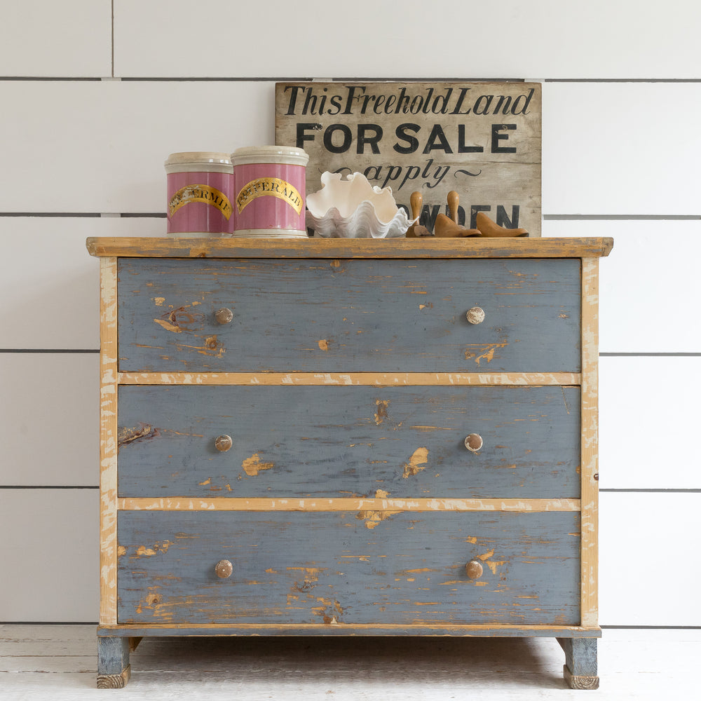 RUSTIC ORIGINAL PAINTED CHEST OF DRAWERS