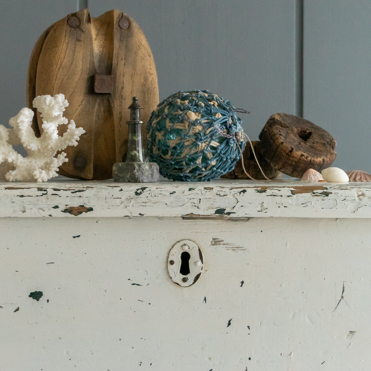 Rustic Original White Painted Trunk