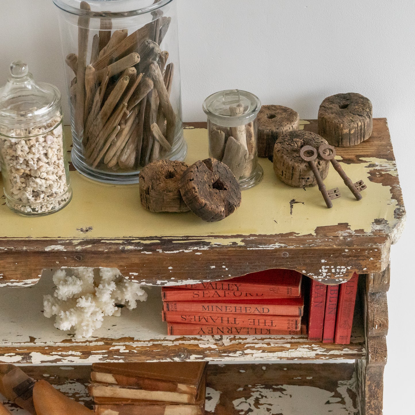 Rustic Painted Bench Shelf
