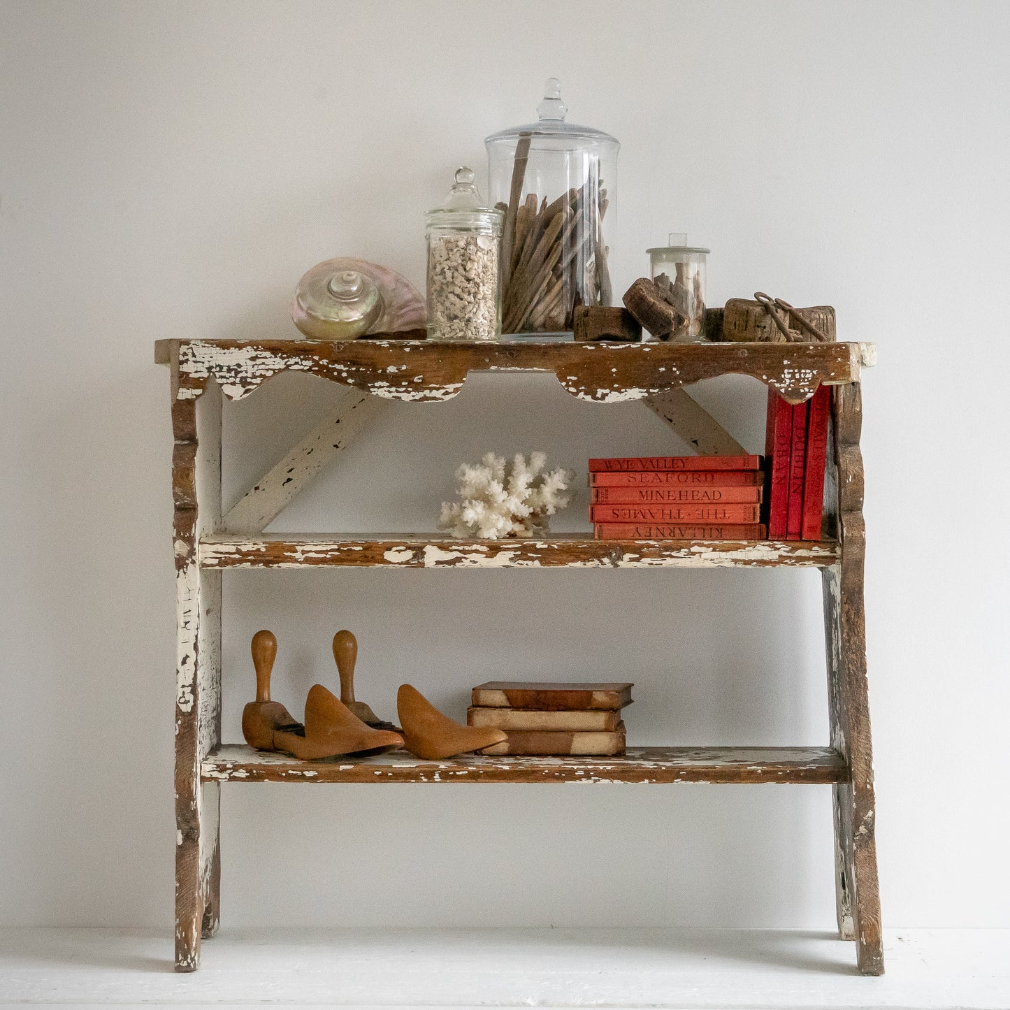 Rustic Painted Bench Shelf