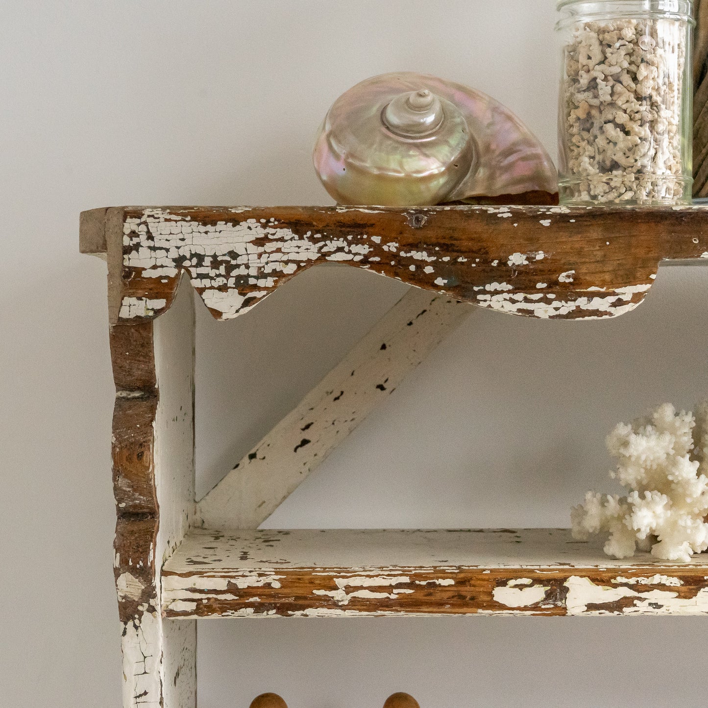 Rustic Painted Bench Shelf