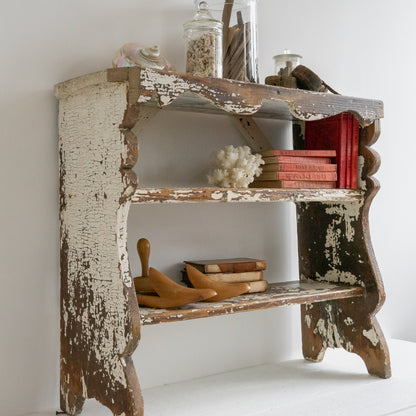 Rustic Painted Bench Shelf