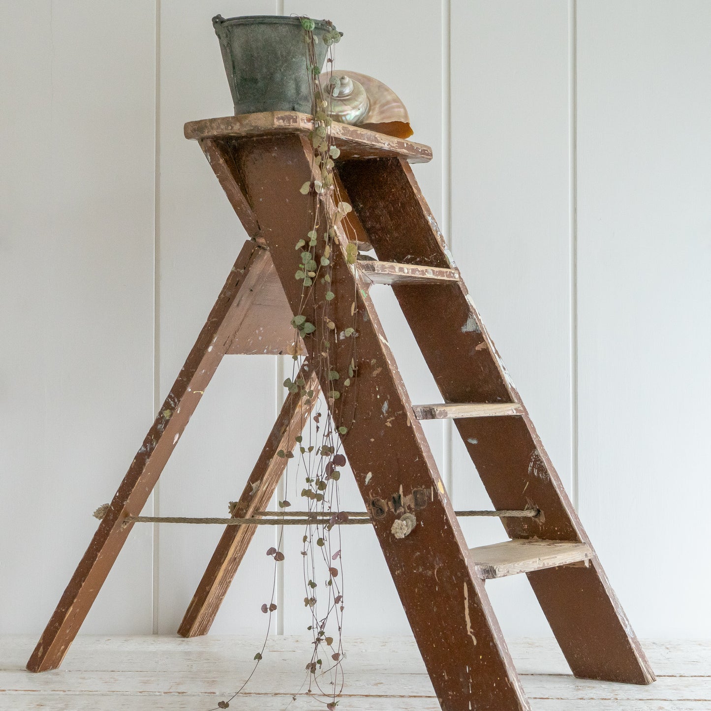 Rustic Pine Folding Step Ladder