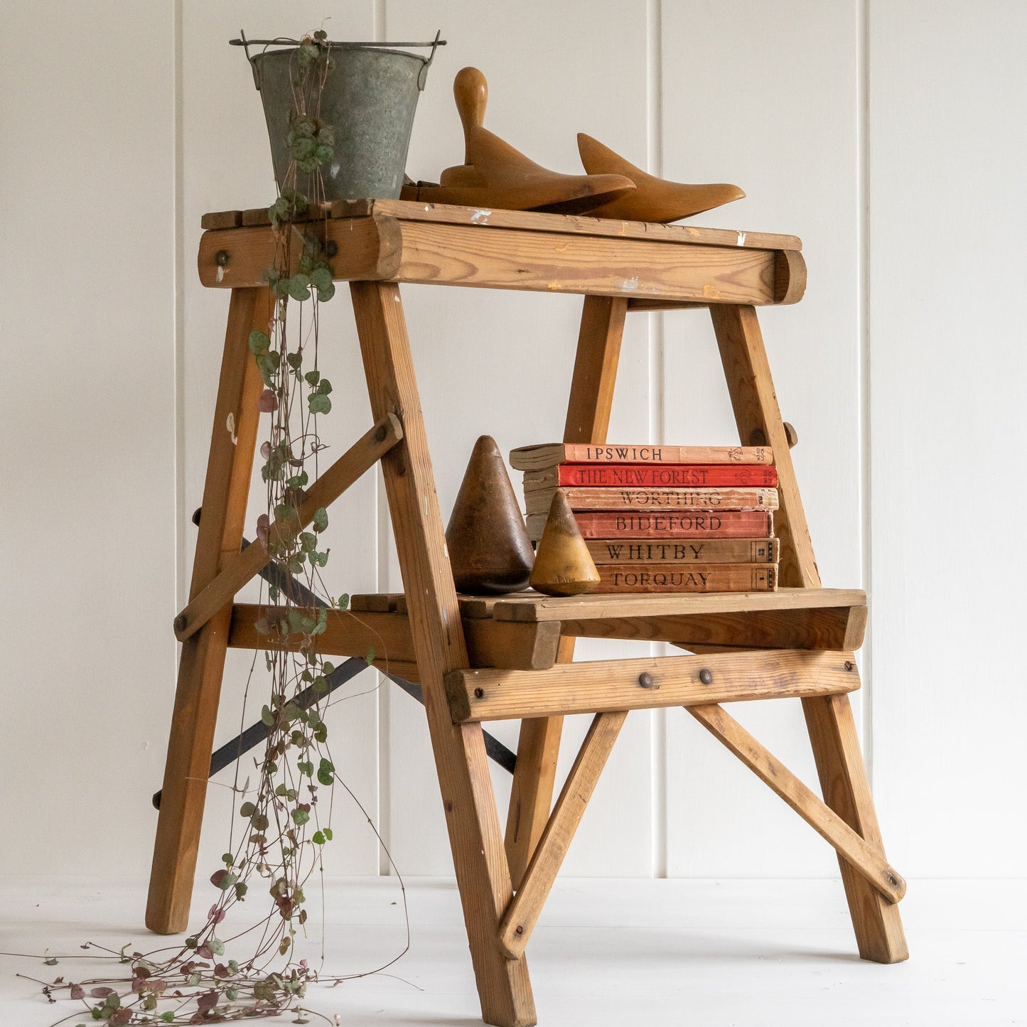 Rustic Pine Folding Stool Steps