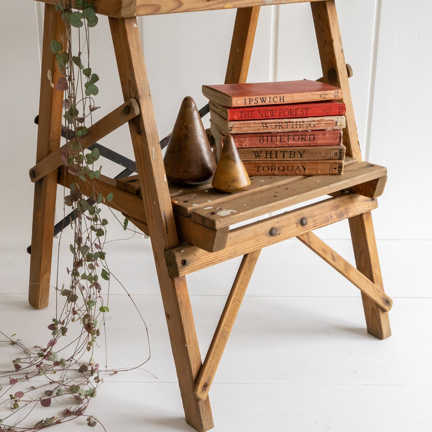 Rustic Pine Folding Stool Steps