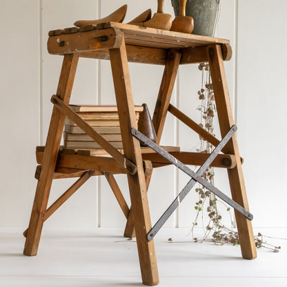 Rustic Pine Folding Stool Steps