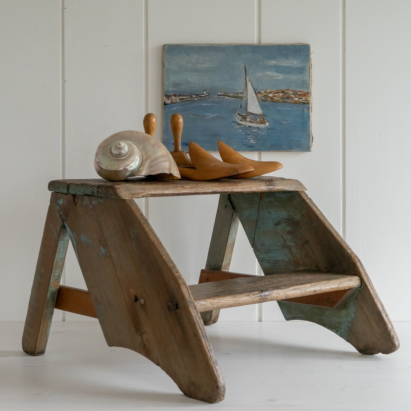 Rustic Scratch Built Wooden Steps Stand