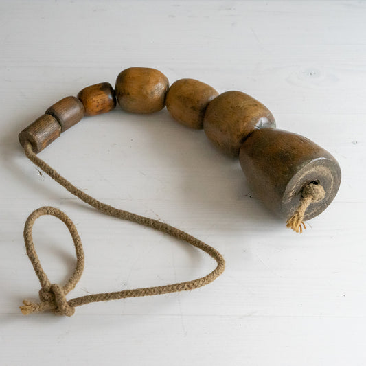 Rustic String of Large Wooden Plumbers Bobbins