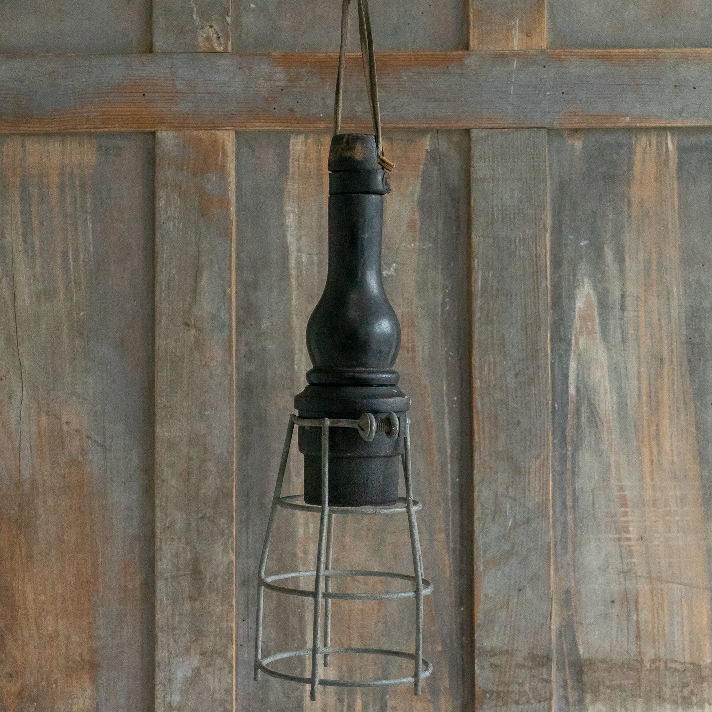 Rustic Wooden and Wire Inspection Lamp