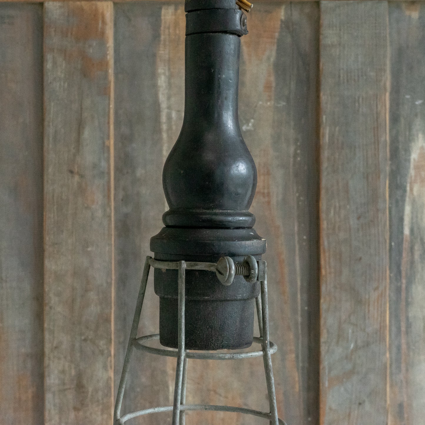 Rustic Wooden and Wire Inspection Lamp