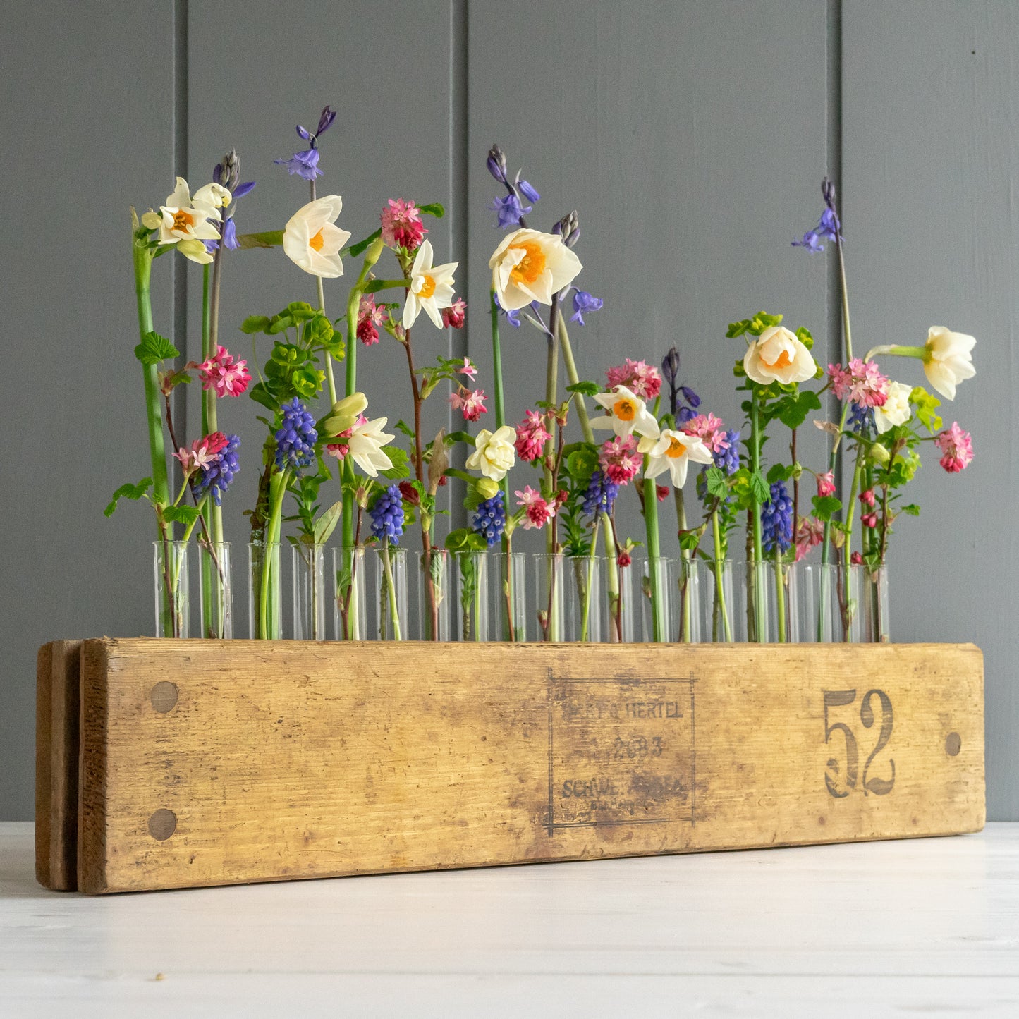 Rustic Vintage Wooden Cigar Press Flower Vase