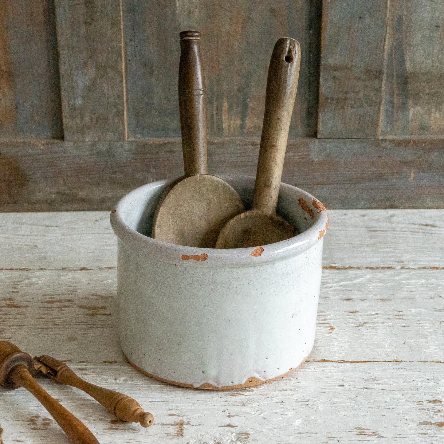 Rustic White Glazed Pottery Vessel