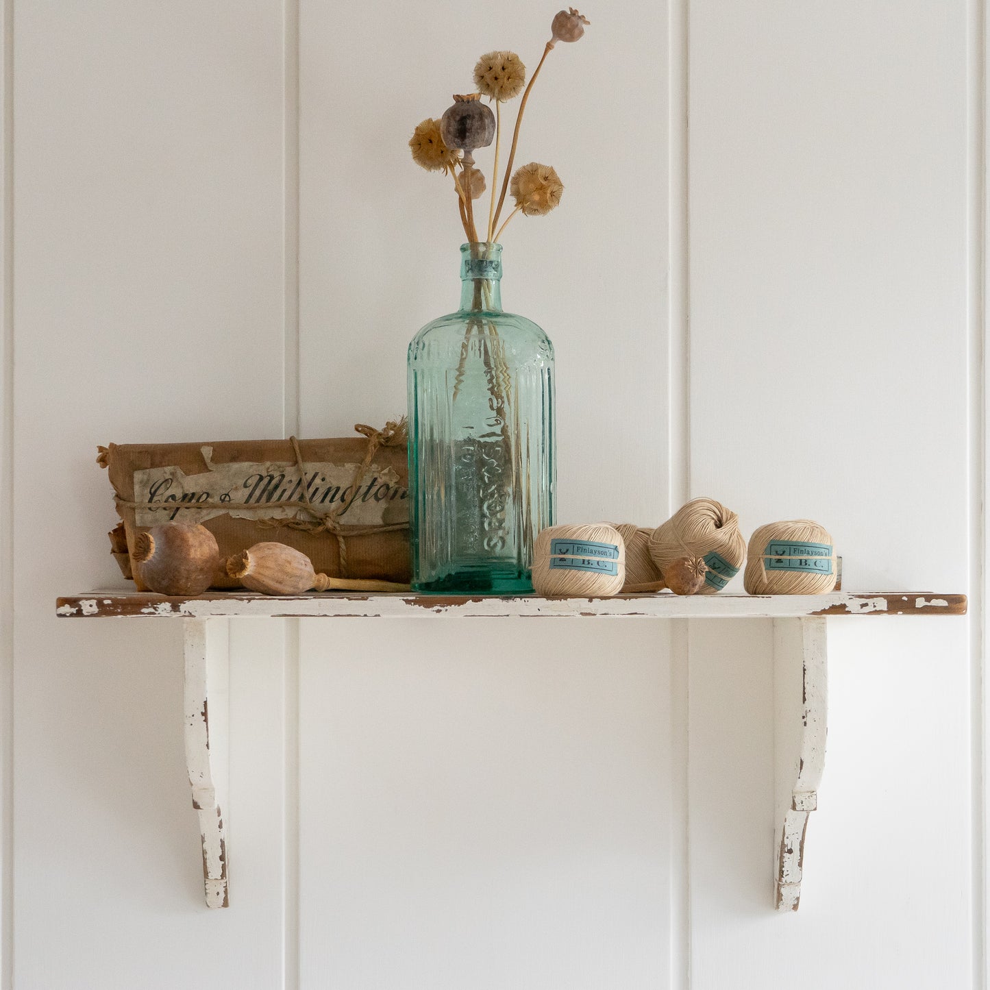 Rustic White Painted Shelf