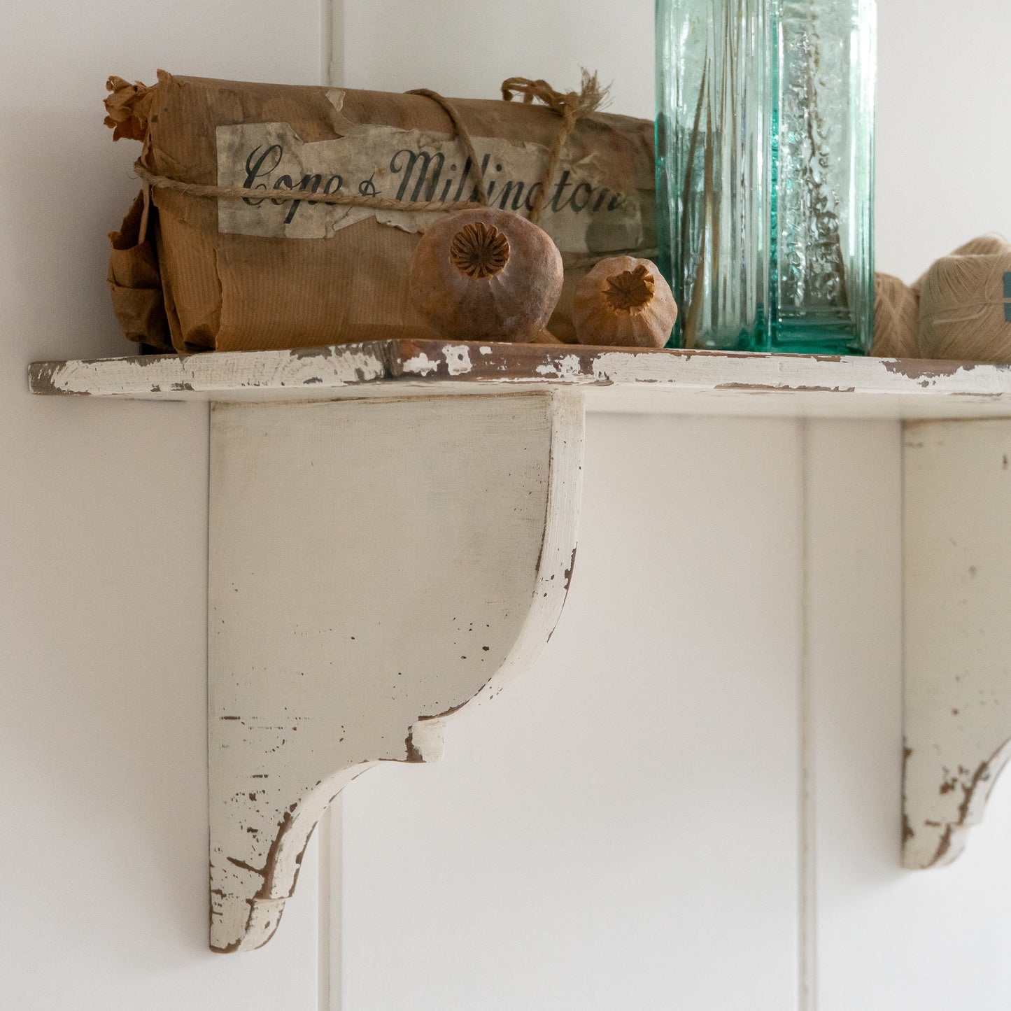 Rustic White Painted Shelf
