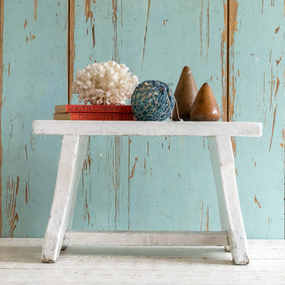 Rustic White Painted Stool